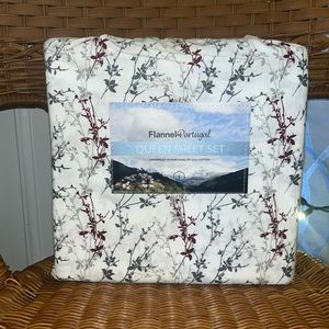 FLANNEL from PORTUGAL 100% USA Cotton 4-Piece Queen Sheet Set, Hera Leaves